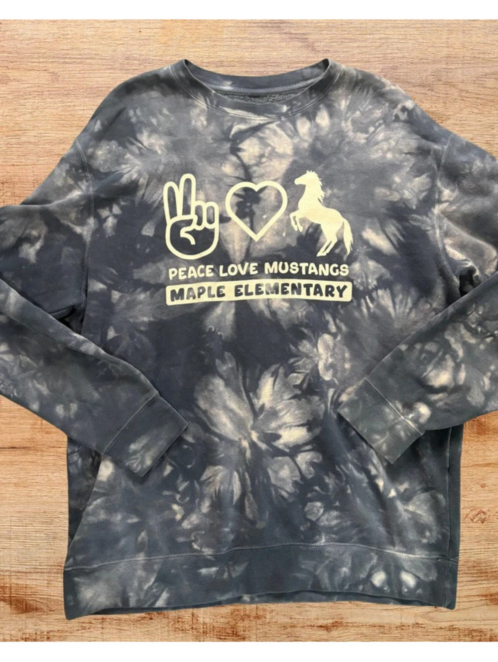 Peace Love Mustangs Tie Dye Crewneck Sweatshirt Women’s XL School Spirit